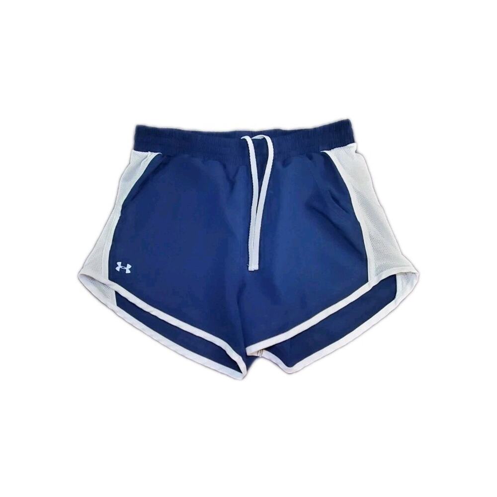 Under Armour Women’s Shorts Sz SM Fitted Heatgear Lined Teal Blue White C5-202